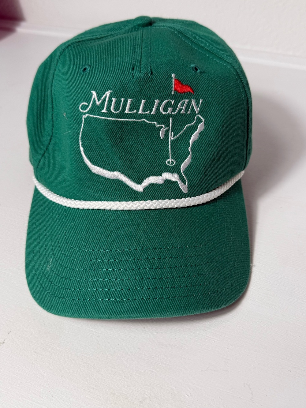 MAD Engine Green Mulligan Golf Cap with White Rope and Red Flag